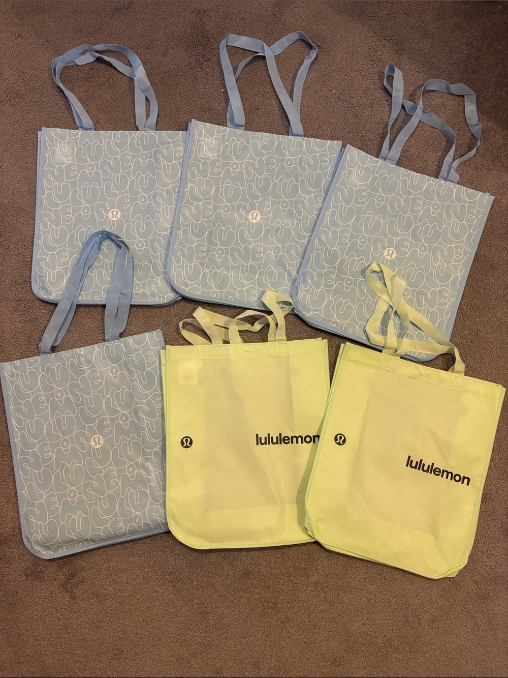 lululemon athletica Reusable Tote Bags - Light Blue & Lemon Yellow
